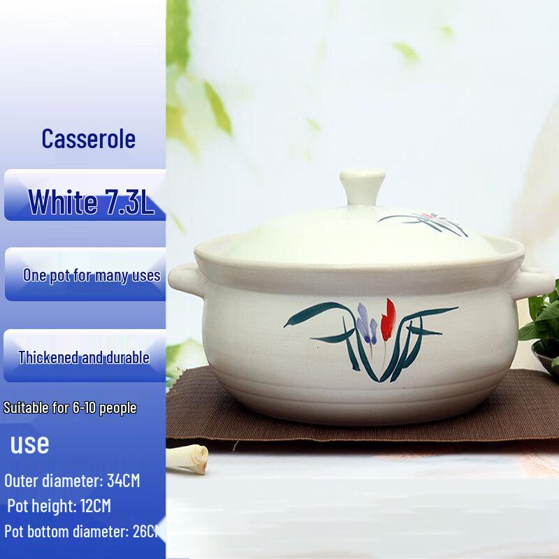 HuaMeiGuan Large Ceramic Induction Stew Pot with Lid