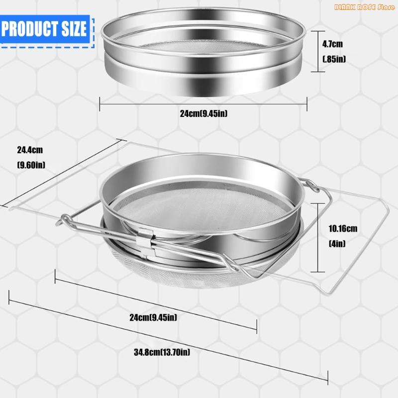 K1AE Beekeeping Processing Strainer Tool Adjustable Honeys Filter With 2 Microns Screens Rustproof Construction Easy Cleaning