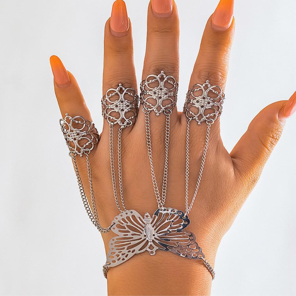 Damen Mode Design Schmetterling Gotisch Personalisiert Fingerarmband Schmuck Zubehör, geeignet für Partys und Urlaubsgeschenke