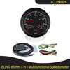 Universal 85mm 3 in 1 Multifunctional 0-120 0-200 KM MPH GPS Speedometer with 8000RPM Tachometer Fuel Level 7 Colors Backlight