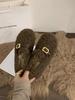 2025 new autumn and winter lamb wool warm piled cotton ladyshoes Korean version gentle pedal wool shoes women's outer wear