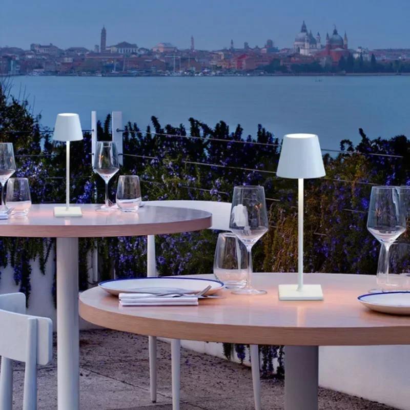 Lámpara de mesa portátil recargable por USB con interruptor táctil, luz nocturna, lámparas de escritorio inalámbricas para hotel, sala de estar, restaurante