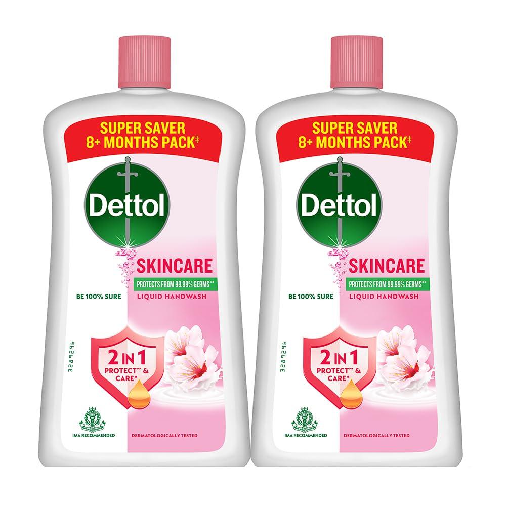Dettol Liquid Handwash Bottle - Skincare Hand Wash- 875ml (Pack of 2) | pH Balanced | 10x Better Germ Protection