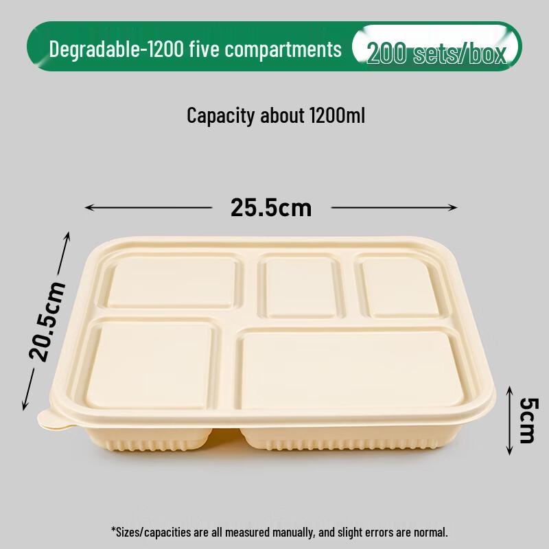 Jiemengzhe Degradable 5-Compartment Disposable Lunch Boxes