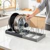 1Pcs Expandable Stainless Steel Pot Lid Organizer Rack Pan Lid Holder Kitchen Cookware Organizer For Lids Plates Cutting Board