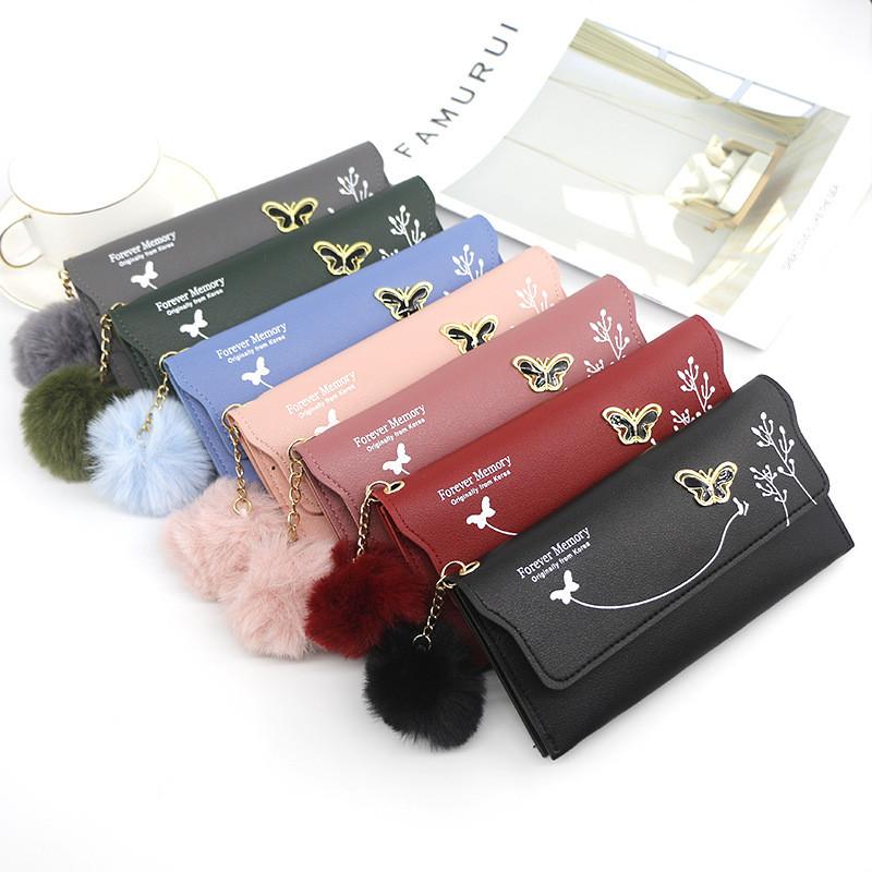 Pu Material Ladies Long Wallet With Butterfly Flowers And Letter Pattern For Home Storage