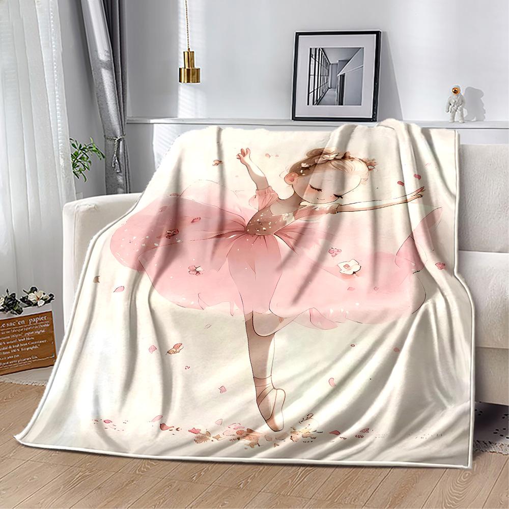 Dreamy Ballerina Flannel Blanket - Soft and Comfortable, Suitable for Sofas, Beds, Offices, Travel, and All Seasons, Making It A Perfect Holiday Gift.