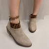 Autumn Women Leopard Print Suede Ankle Boots Fashion Round Toe Women Sexy Leopard Print Slip-on Warm Ankle Boots Botas Mujer