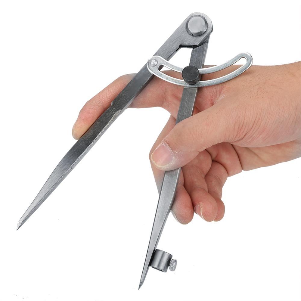 Silver Adjustable Compass Leather Divider Woodworking Compass Rotating Tool Woodworking