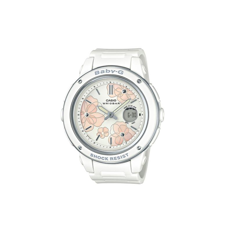 

Casio BABY-G theme series 100 meters waterproof quartz movement resin strap Japanese and Korean watch women s watch white dial BGA-150FL-7A