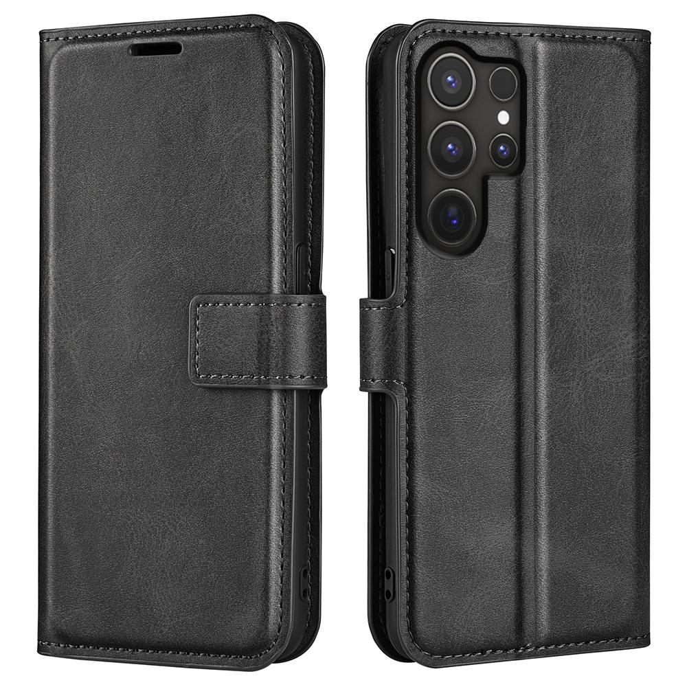 

Для Samsung Galaxy S25 Ultra Чохол-підставка Захист від подряпин Шкіряний чохол з текстурою теляти для телефону Black