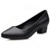 2025 Spring New Work Shoes Black Professional Women High Heels Shoes Pumps Low-heeled Leather Office Career Formal Women Shoes