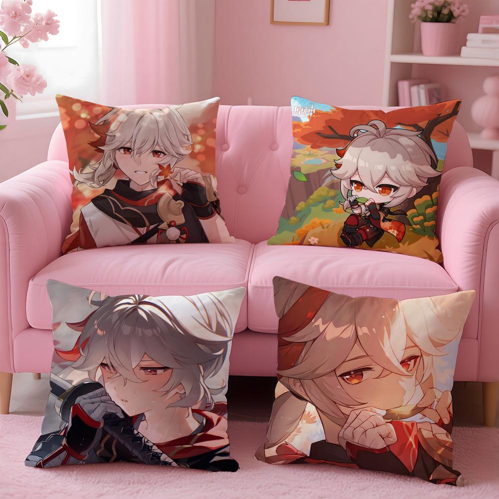 Anime Kaedehara Kazuha Cushion Cover Cushion Cover Set 4Pcs 50X50 45X45 40X40 Pillowcase Decorative Sofa Home Decor