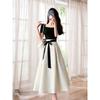 Short-Sleeve Skirt Strappy Dress Elegant Women's Short-Sleeved Skirt Tied Dress