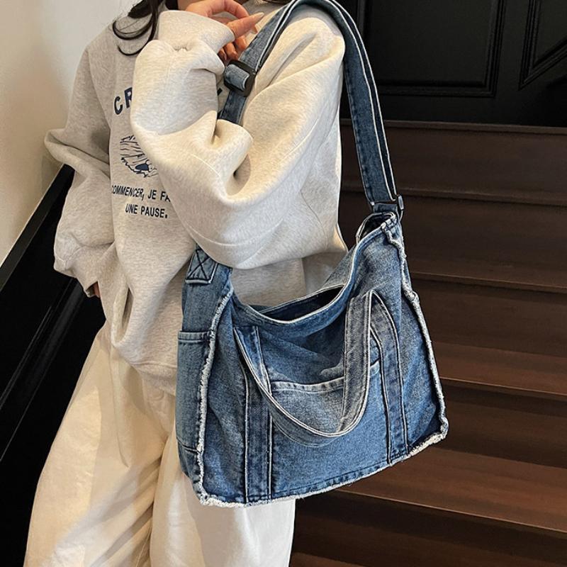 Fashiable Denim Bag Retro Simple Handbag Korean Niche Design Shoulder Bags New Large Capacity Tote Bag Versatile Commuter Bags