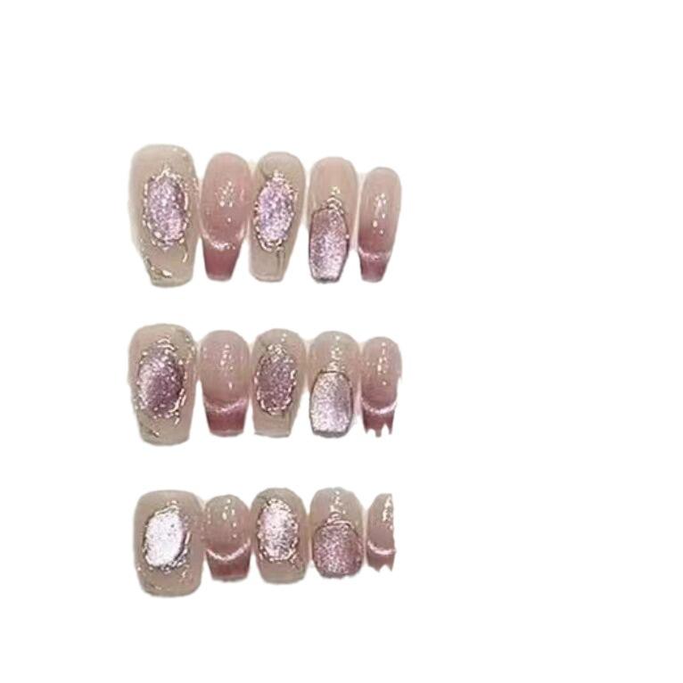 Pure Handmade Phototherapy Nail Art Seattle Wear Nail Finished Cat Eye Nail Patches Show Whiteness and Flashes