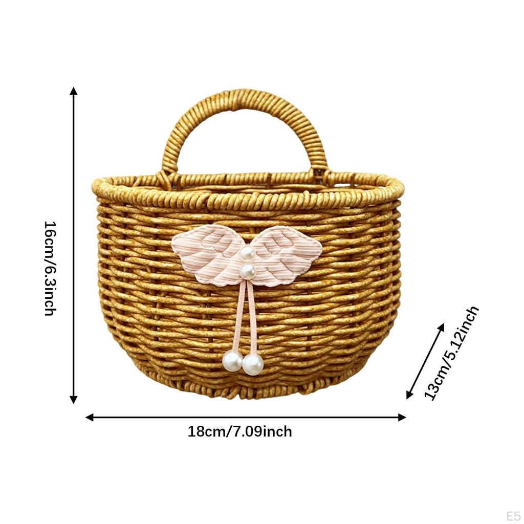 Hanging Storage Basket Imitation Rattan Portable Ornament Practical Container