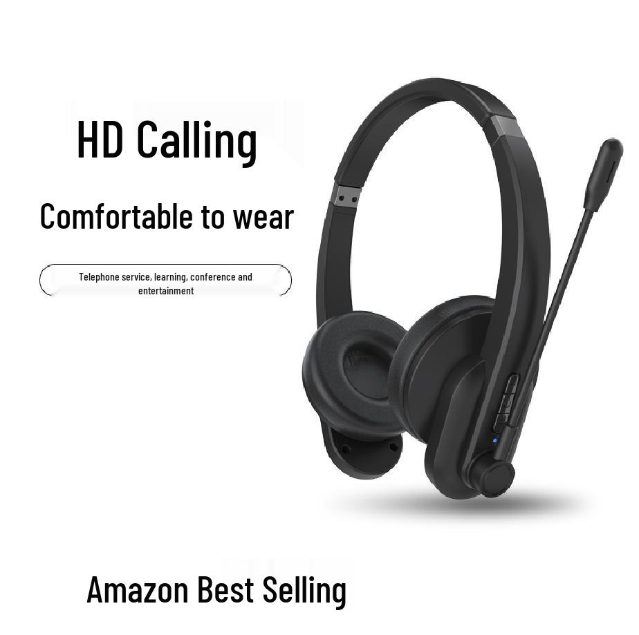 Dual Microphone Wireless Wired Call Center Headset with ENC Noise Reduction & One-Key Mute