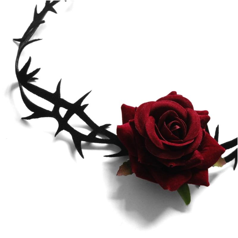 Fashion Punk Necklace Rose Flower Chokers Necklaces Women Thorny Rose Clavicle Chain Necklaces Club Party Sexy Ornament