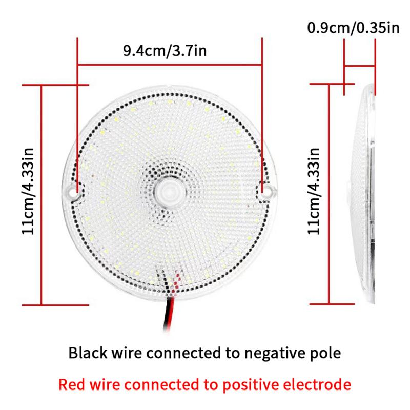 

60 LED Round Interior Light For Truck RV Camper Car Trunk Van 9-85V Wide Voltage Transparent Switch Bright Lighting Lamp