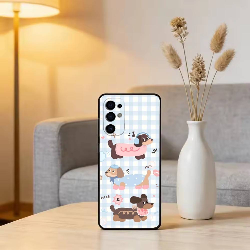 

Cute Dachshund Cartoon Phone Case For Samsung S25,S24,S21,S22,S23,S30,Ultra,S20,Plus,Fe,Lite,Note,10,Black Cover Samsung S23ULTRA5G