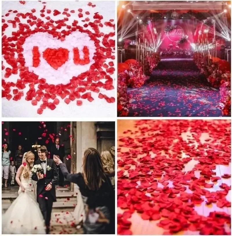 6000/100Pcs Artificial Fake Rose Petals Colorful Simulation Silk Rose Petal For Valentines Day Wedding Party Romantic Decoration