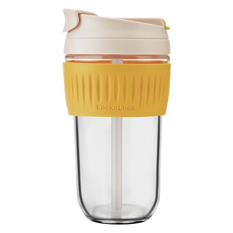 LOCK&LOCK 500ML Portable Double-Layer Glass Straw Cup