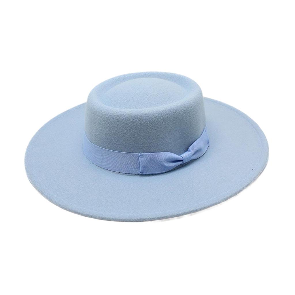 French Ladies Fedoras Top Bow Tie Fedora Hat Winter Autumn Imitation Woolen  Wedding Jazz Hats Flat Top Felt Hat Bowler Hats