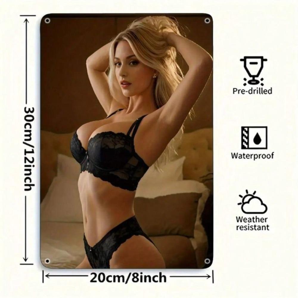 Vintage Lace Black Lingerie Metal Poster Wall Art 12x8 inch Home Decor