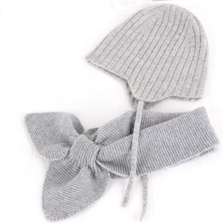 Unisex Cashmere Hat & Scarf Set for Kids (1-5 Years) - Solid Color Knit for Spring & Autumn