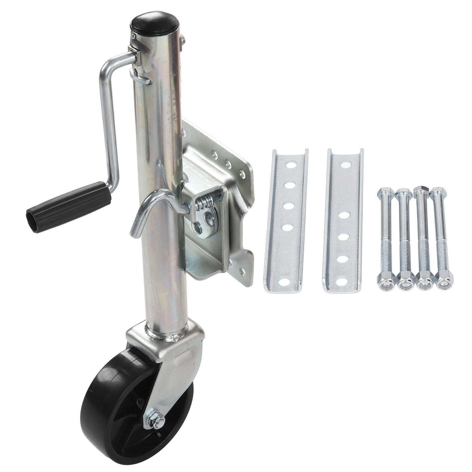 

Поворотное опорное колесо прицепа Сверхмощное складное опорное колесо прицепа 1200 фунтов Регулируемое поворотное опорное колесо прицепа с 6-дюймовым колесом для RV