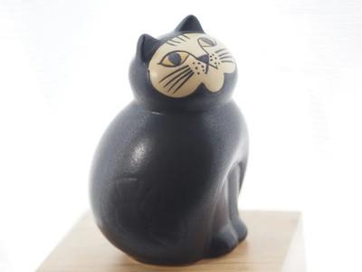 Lisa Larson Cat Mia Semi-Medium Figurine Black Ceramic Japan FS