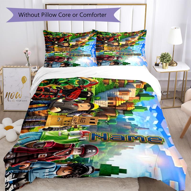 Roblox 50 Customize Your Name Bedding Set Breathable Duvet Cover with Pillowcases Home Decoration Birthday Gift