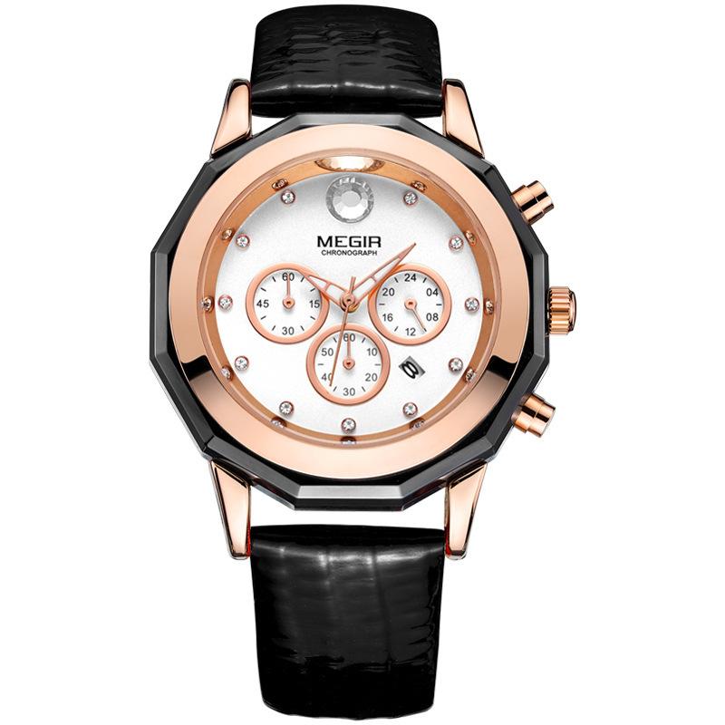 Watch Fashion Multifunctional Waterproof Diamond Enlaid Calendar Large Dial Ladies Gift Watch 2042L