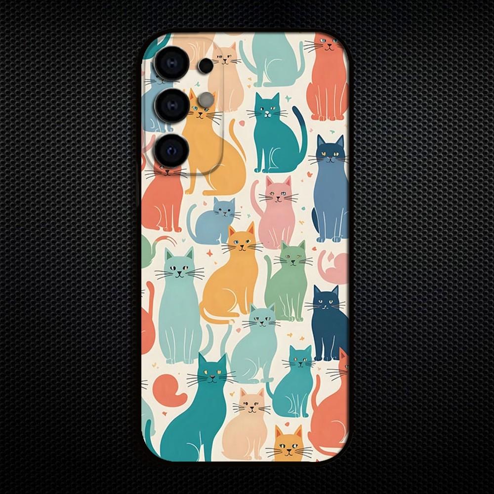 

Kawaii Cat Phone Case For Samsung S25/S24/S23/S22/S21/S20/Plus,Fe,Lite/Others Black Cover Samsung S20lite5G