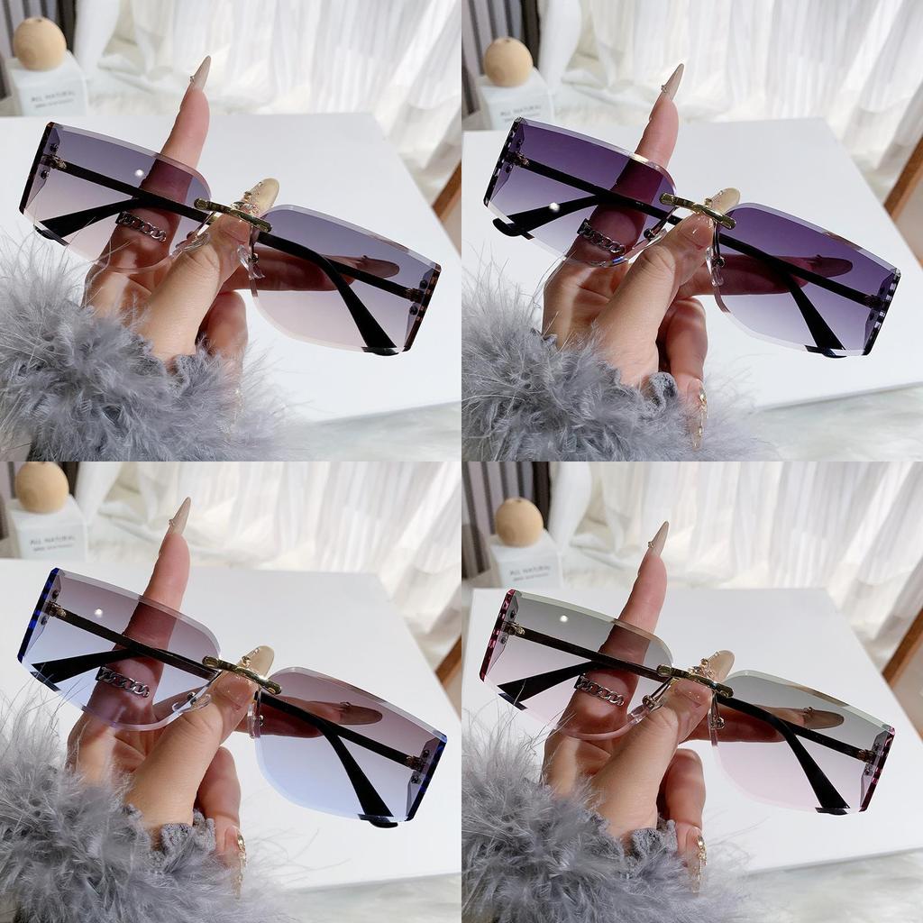 Unisex Frameless Curved Sunglasses With Uv400 Protection For Travel And Outdoor Activities