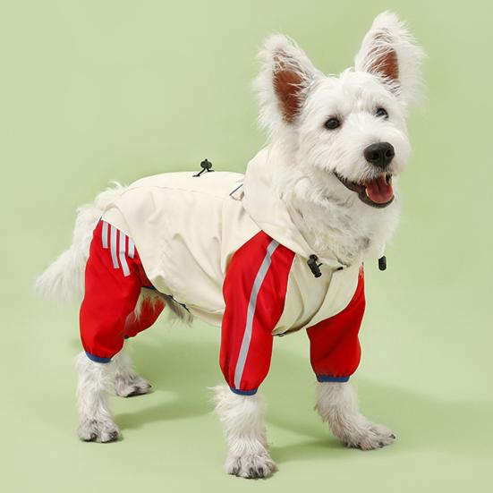 Dog Raincoat Waterproof Puppy Onesie Hooded Pet Rain Jacket Full Costume Wrap Poncho Reflective Strips Small Medium Pet Clothes