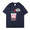 Cute Summer New Cotton Harajuku Unisexs Wounisex Top Fashion Short Sleeve Tshirt Cartoon Milk Tea Print Tops