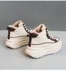 Neue Gepolsterte Damen Schuhe 2025 Winter Mid-Top Verdickte Plateauschuhe Herbst Farbverlauf Dicke Sohle Erhöhend Lässige Sneaker