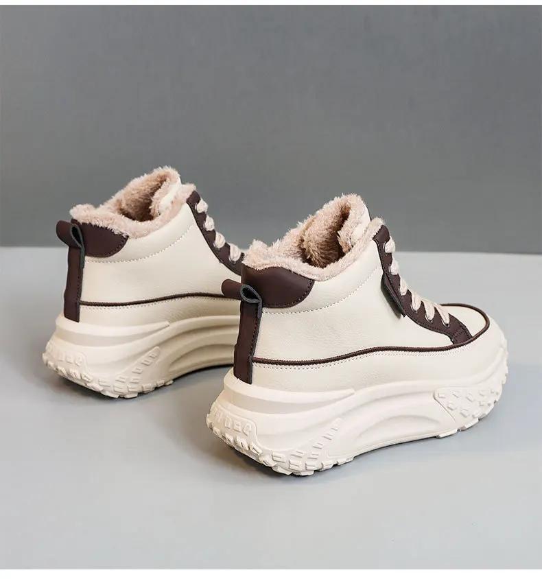 Neue Gepolsterte Damen Schuhe 2025 Winter Mid-Top Verdickte Plateauschuhe Herbst Farbverlauf Dicke Sohle Erhöhend Lässige Sneaker
