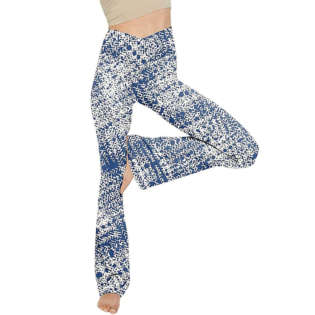Fashion Womens Sexy Yoga Pants High Waist Cross Wide Leg Color Exercise Yoga Pants