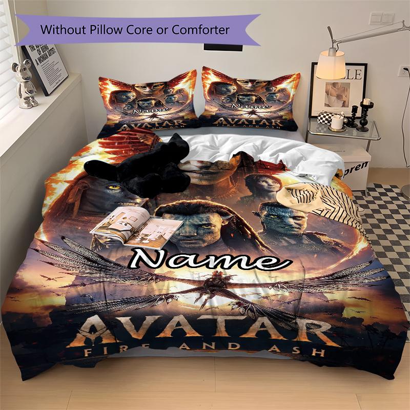 Custom Name Avatar World Bedding 3 Piece Set HD Print Duvet Cover Pillowcases for Teens Adult Bedroom Decoration