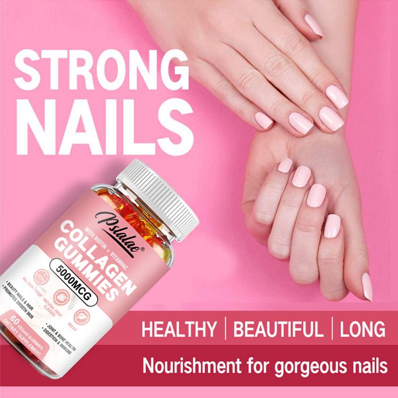 Pslalae 5000mcg Collagen Gummies - Biotin + Vitamin C - Hair, Skin, and Nail Health