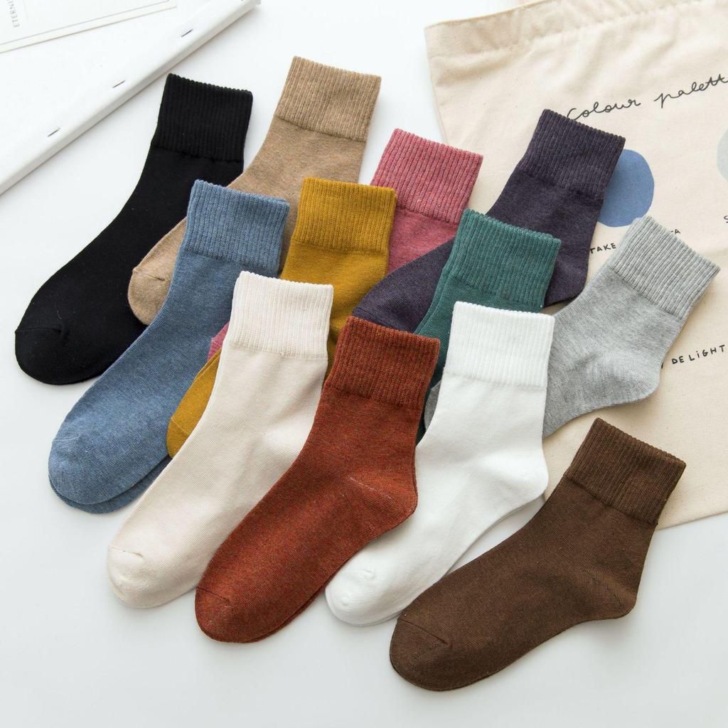 Spring/Summer Women's Mid-Calf Cotton Socks - Trendy Japanese/Korean Style, Candy Colors, Thick, Versatile