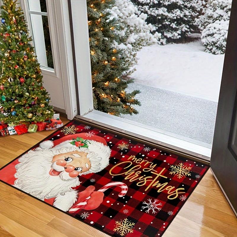 

Christmas Floor Mat Welcome Mat Red and Green Wreath Holly Laundry Room Bathroom Living Room Holiday Decor Christmas Door Mat 40cm x 60cm