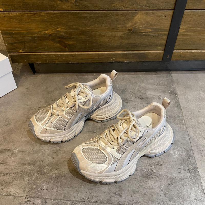 

Женские кроссовки на толстой подошве, весенние новые модели, визуально уменьшающие стопу, кожаные сетчатые дышащие, увеличивающие рост, спортивные и повседневные туфли 40