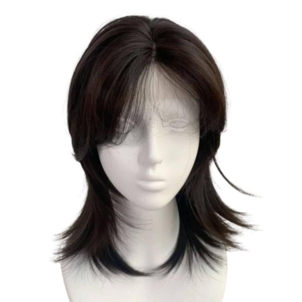 Short Straight Mullet Head Wigs with Bangs Wolf Tail Anime Men Wigs Halloween