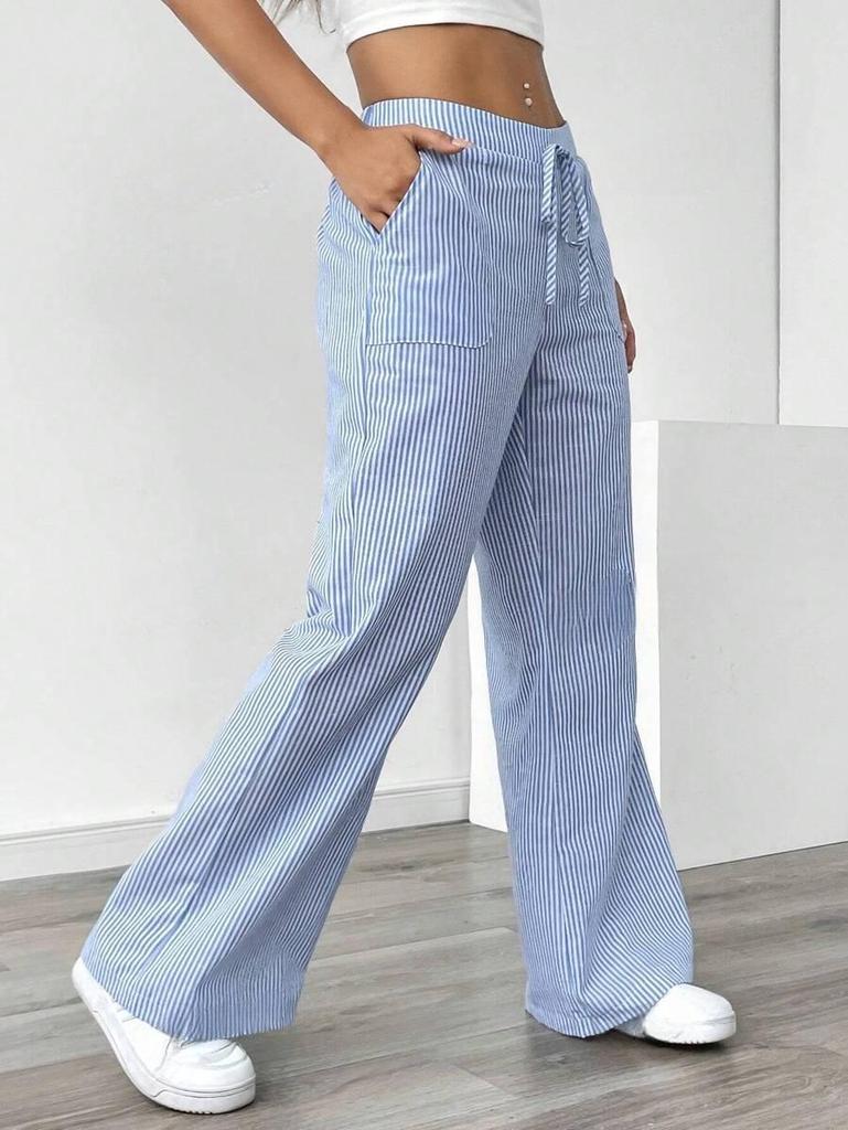 2025 Women's Loose Wide-Leg Striped Pants - Casual, Versatile Street Fashion