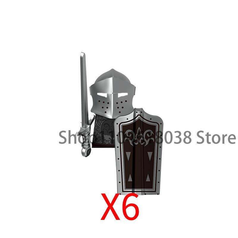 Medieval Castle Soldier Action Figures Building Block Empire Templars Lancer Warrior Militia Helmet Shield Sword Bow Toy Gifts