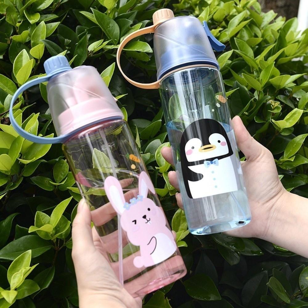 Cartoon Sports Water Cups Transparent Fitness Drinking Cups Creative Plastic Water Bottles Travel
